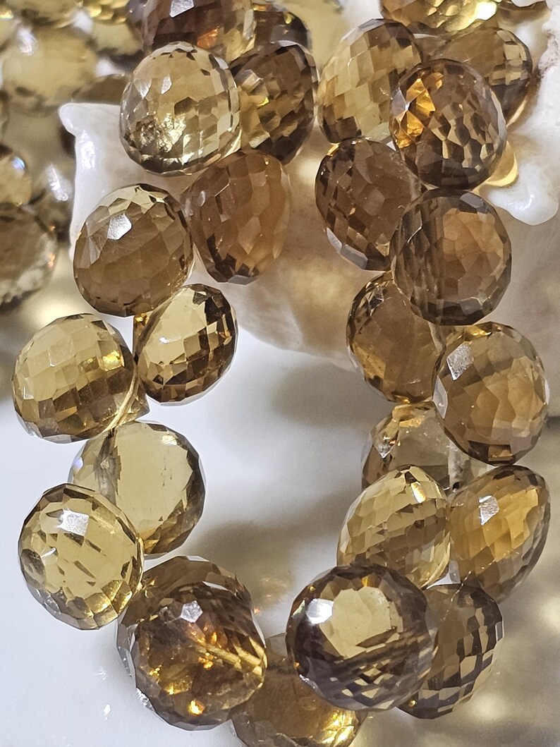 Natural Honey Quartz Briolette Onion Shape Translucent Faceted Superior Quality / Size 6 mm X 7 mm image 5