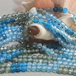 Collier Femme 2 Perles Apatite Bleue Du Brésil - Chaîne Acier Inoxydable - A Bijoux