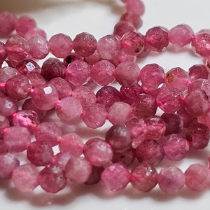 T3.8 MM / Natural Raspberry Pink Tourmaline Ultra Shiny Faceted Round Gemstone / Size 3.8 MM