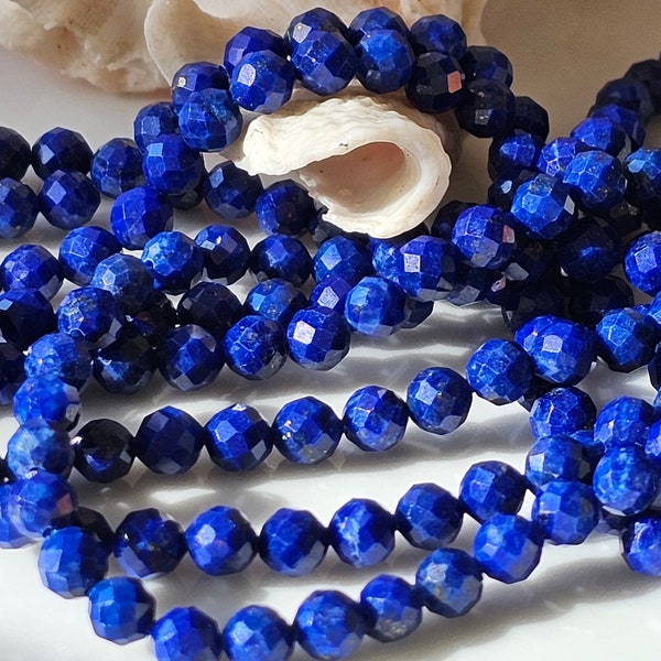 New /AAA / Lapis Lazuli Bleu Profond Naturel Gemme Ronde à Facettes Brillantes Haute Qualité / Taille 4,2 MM