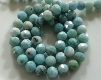 Natural Larimar Blue Dominican Republic Round Faceted Gemstone / Size 6.2 MM