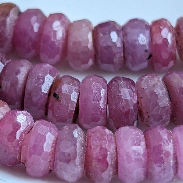 AAA / Rubí Púrpura Rosa Natural Piedra Preciosa Rondelle Facetada Brillante Grande / Tamaño 3 MM X 5,2 MM