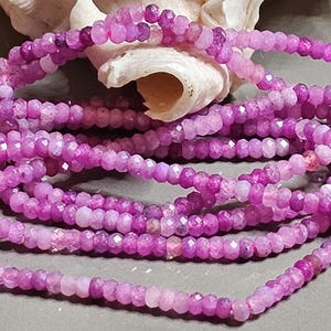 Rubí natural de Myanmar, rosa lila púrpura, redondo facetado, gema brillante / Tamaño 2,8 - 3 mm