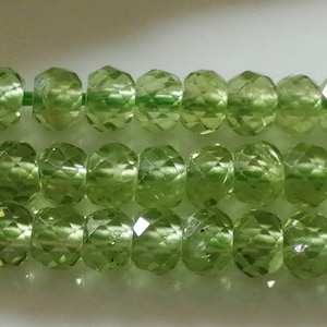 AA / Natural Green Peridot Faceted Rondelle Brilliant and Transparent / Size 2.8 mm X 3.9 MM