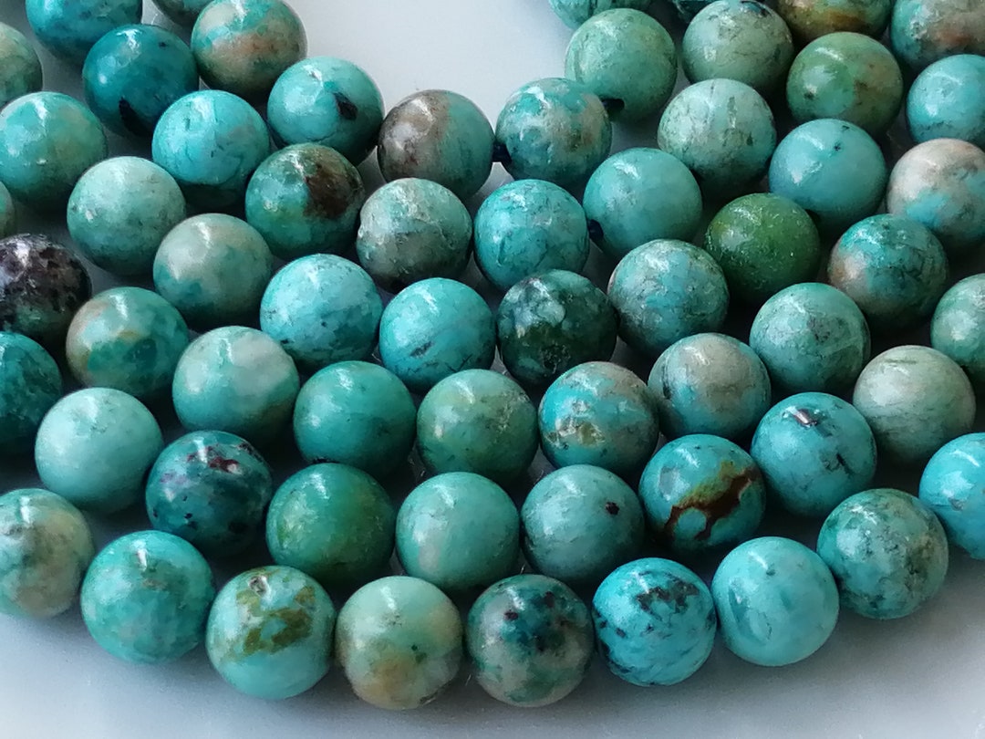 T.6 Mm AAA / Natural Peruvian Turquoise Blue Green Turquoise Smooth ...