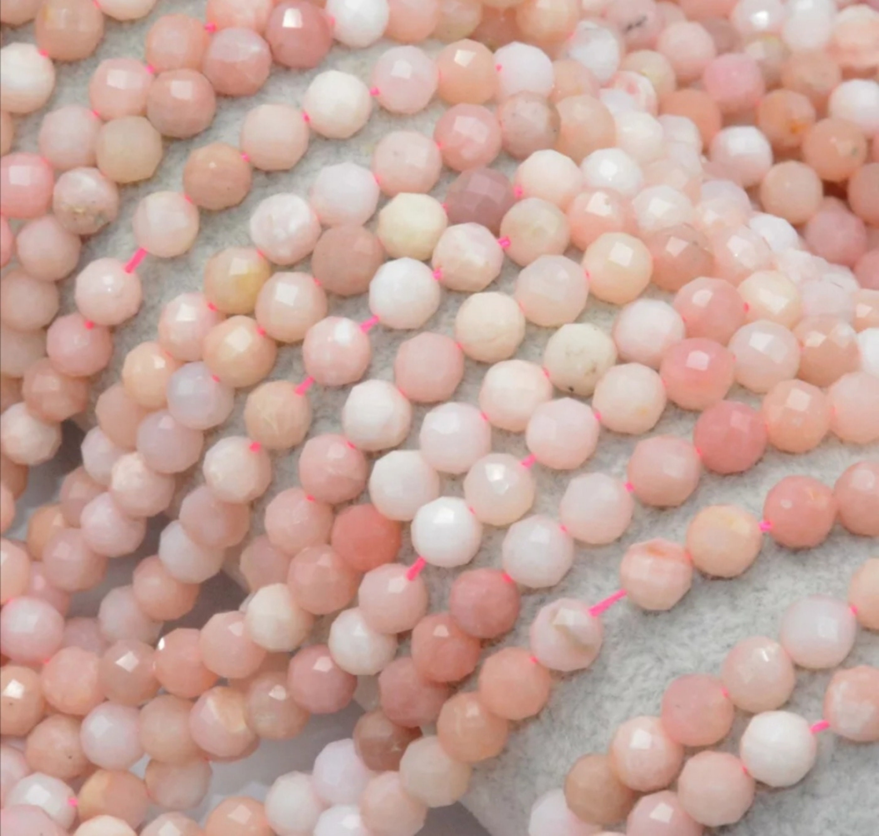 Collier Ras Du Cou 24 Pouces Avec Perles Opale Rose Facettées - Argenté, Fermoir Lobster, Marque Bundela Gems