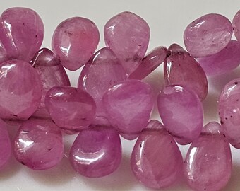 Natural Pink Sapphire Hydrangea Gemstone Briolette Cheese Pear Smooth Shiny / Size 4 X 5 MM