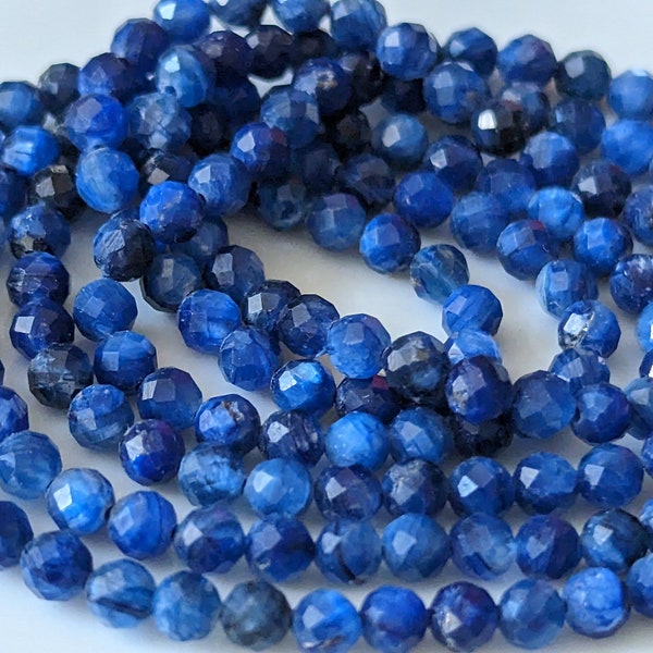 T.4 MM / AAA / Kyanite Natural Deep Blue Kyanite Round Brilliant Faceted Gemstone / Size 4 MM