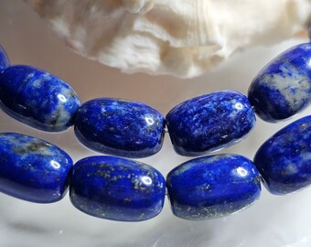 New /  lapis-lazuli Pakistan Naturel Bleu Pierre forme de Tambour Ovale  Lisse Brillant / Taille 8 X 12 MM