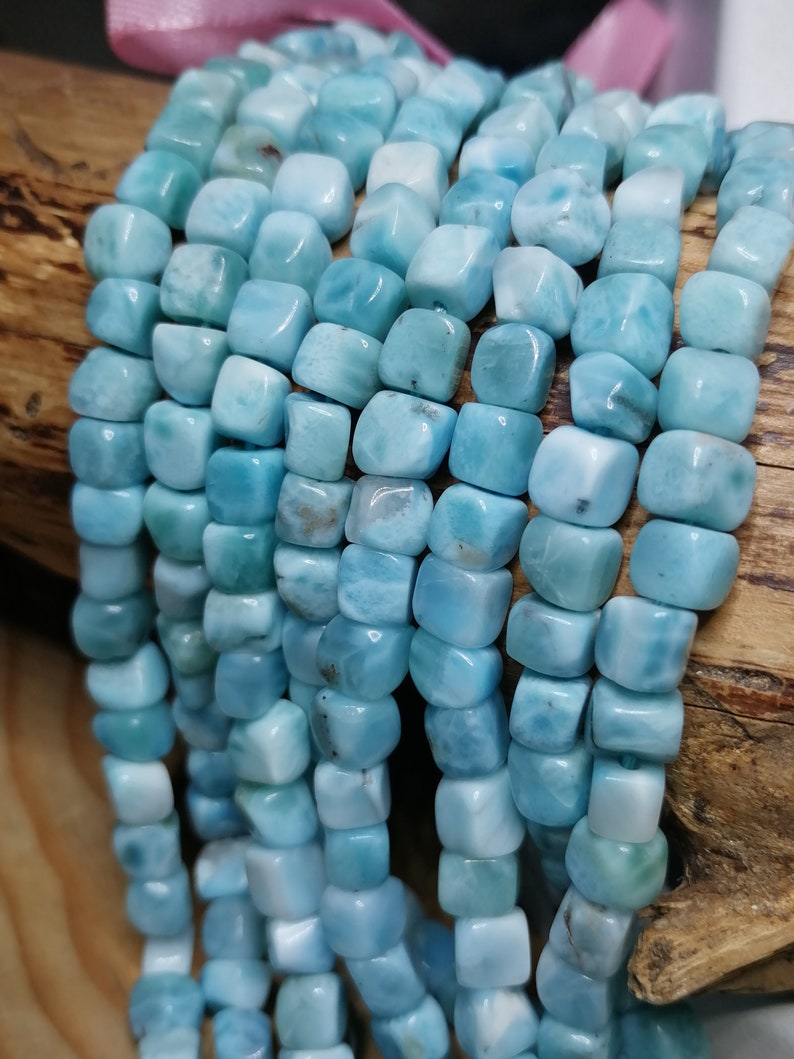 Larimar precious stone pearl of natural square shape origin Dominican Republic 5x6 MM
