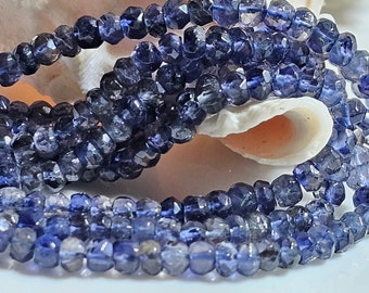 AA / New / Iolite bleue Violet Cordiérite Saphir d'eau Naturelle Gemme de Rondelle à Facettes / Taille 4 MM