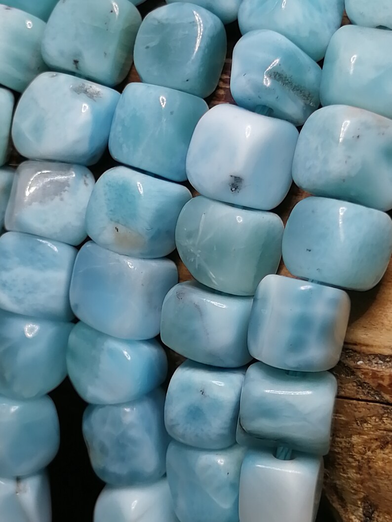 Larimar precious stone pearl of natural square shape origin Dominican Republic 5x6 MM