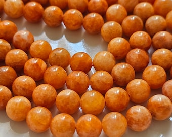 Calcita naranja brasileña natural, gema redonda y lisa, tamaño 8,3 mm