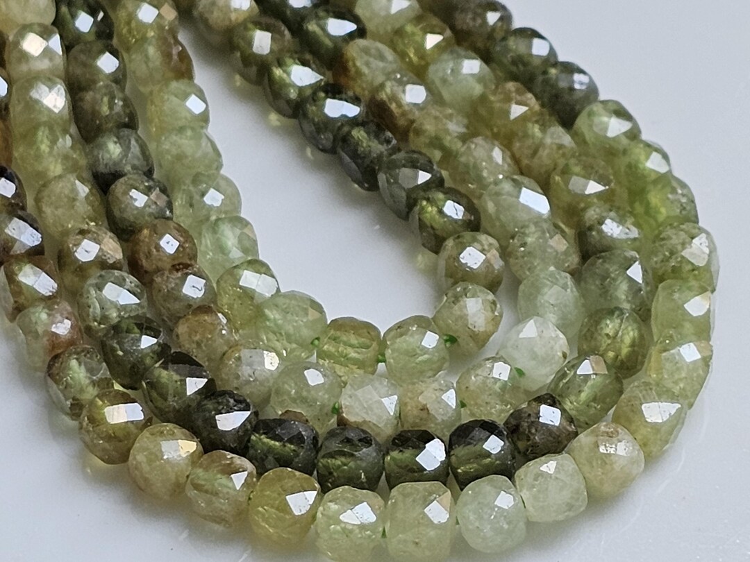 Garnet Gradient Natural Tsavorite Garnet Green Gradient Square Cube Faceted Brilliant ...