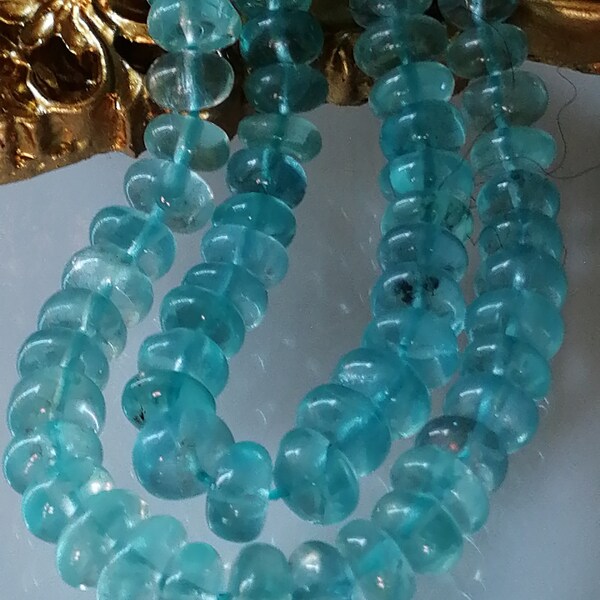 T.5 mm / AAA / Apatite Bleu Aqua Naturelle Gemme Rondelle lisse Translucide / Taille 5 MM