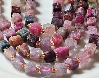 AAA natuurlijke roze rode spinel edelsteen, hoogwaardige onregelmatige ruwe kubus / Afmeting 6 mm x 8 mm / Nieuw