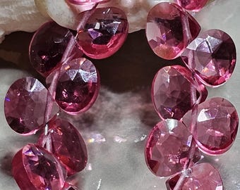 Rose Quartz Briolette Heart Faceted Translucent / Size 7 X 10 MM