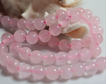 Natural Madagascar Rose Quartz Very high quality pearl, smooth and shiny round / size 7.3 MM