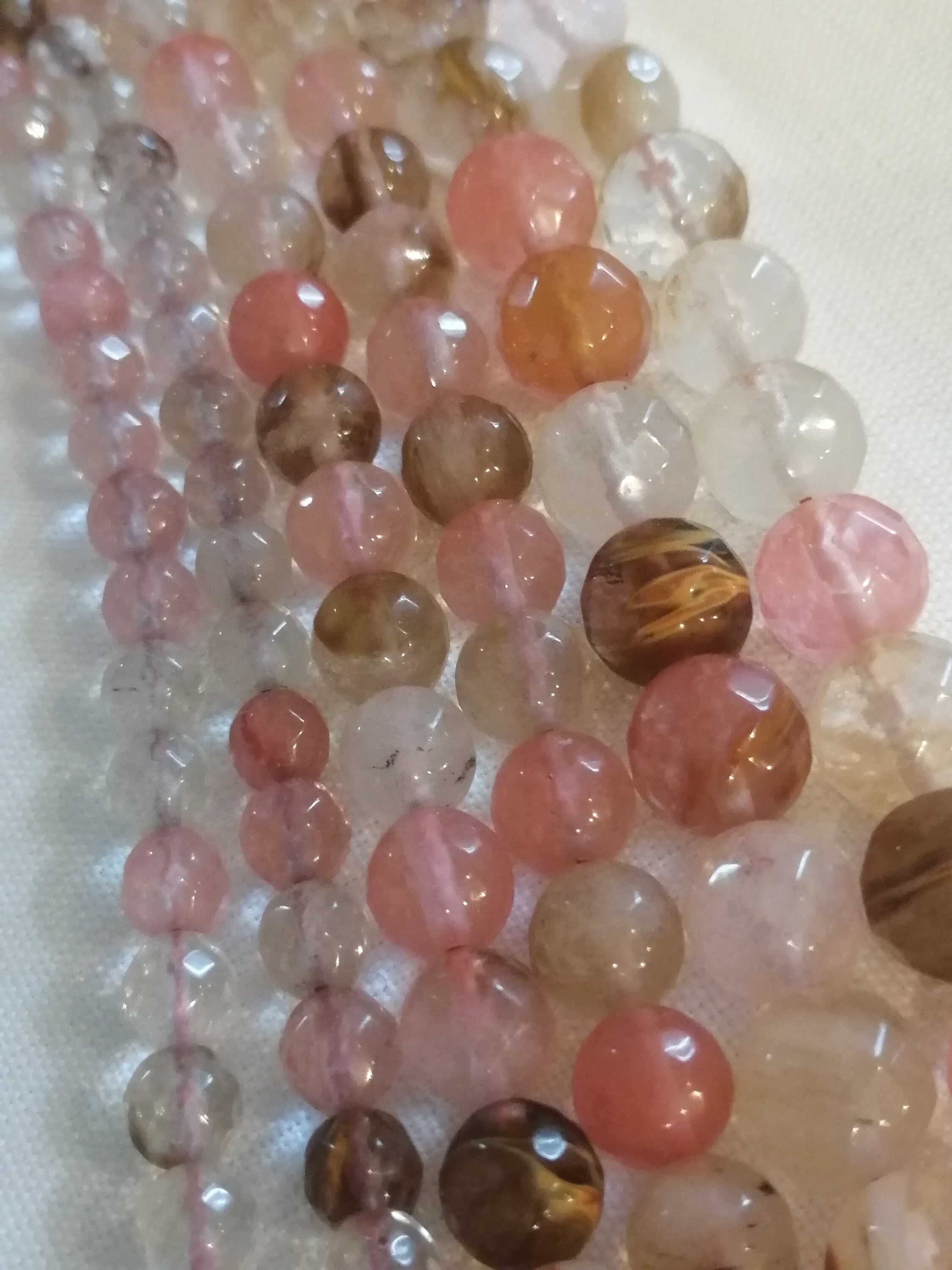 2 Brins Tourmaline Pastèque Facettés En Forme De Cœur – Fait Main, Neuf, 10 Pièces
