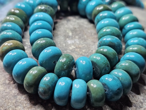 T. 10 mm / Turquoise Naturelle Boulier Bleu Verte Gemme Rondelle Lisse Haute Qualité / Taille Epaisseur 5,5 mm X 10 mm