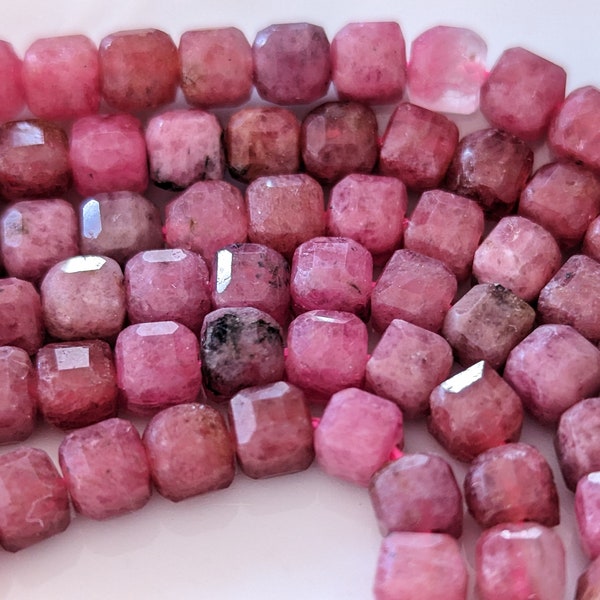 AAA/ Rhodochrosite Brésilienne Naturelle Carré Rose Gemme Brillante / Taille 4-4,2 MM