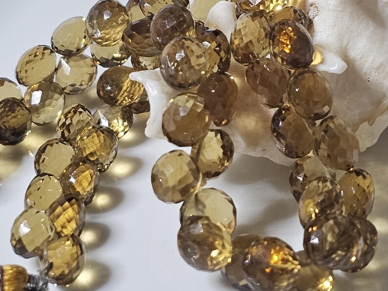 Natural Honey Quartz Briolette Onion Shape Translucent Faceted Superior Quality / Size 6 mm X 7 mm image 7