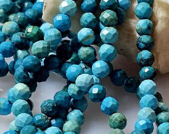Turquoise Naturelle Bleue Ronde à Facettes Gemme Pierre Semi-précieuse / Taille 3 MM