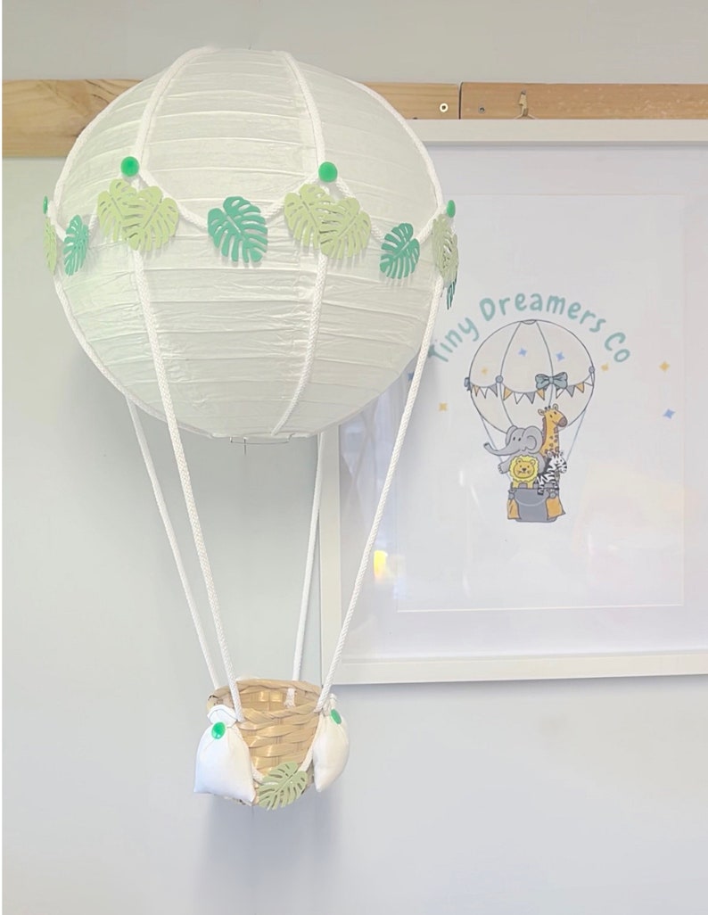 Green Jungle Safari Themed Hot Air Balloon Nursery Light Shade image 3