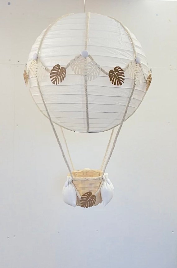 Neutral Jungle Safari Themed Hot Air Balloon Nursery Light Shade