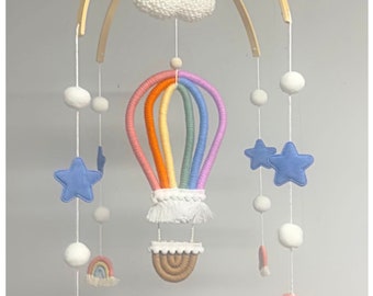 Rainbow Theme Hand Crochet Macrame Baby Cot Nursery Mobile