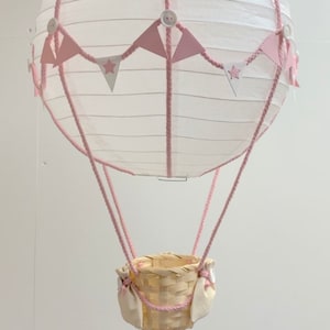 Pink Star Themed Hot Air Balloon Nursery Light Shade