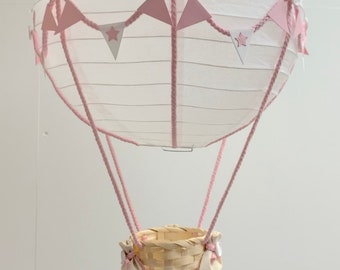 Pink Star Themed Hot Air Balloon Nursery Light Shade