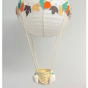 Woodland Forest Neutral Leaf Theme Hot Air Balloon Nursery Light Shade