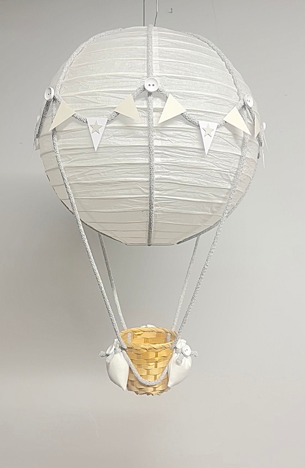 Grey Star Themed Hot Air Balloon Nursery Light Shade