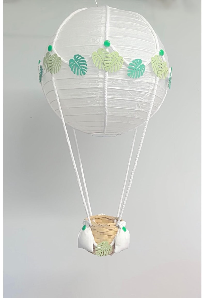 Green Jungle Safari Themed Hot Air Balloon Nursery Light Shade image 1