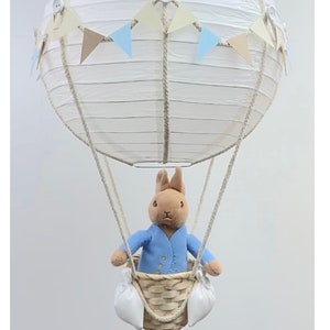 Neutral Blue Peter Rabbit Themed Hot Air Balloon Nursery Light Shade ...