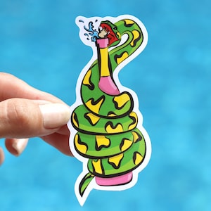Slurpent Sticker • Sinful Summer • Boa Constrictor • Party Animal • Popping Bottles • Party Time • Schlangen Sticker • Schlangenaufkleber • Grün • Rosa