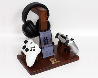 Personalisierter Gaming Controller & Kopfhörerständer aus Holz