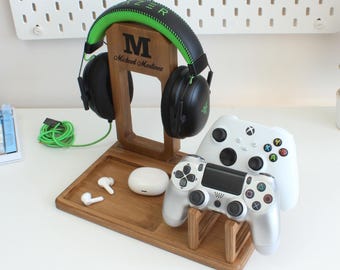 Wooden Headphone & Controller Stand – Valentines Gift