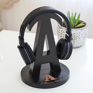 Personalisierter Kopfhörerständer aus Holz, Custom Tech Geschenk für Gamer, Väter und Männer - Weihnachtsgeschenk