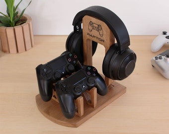 Controller and Headphone Stand, Gamer Gift, Personalized Wooden Headset Holder, Boyfriend birthday gift