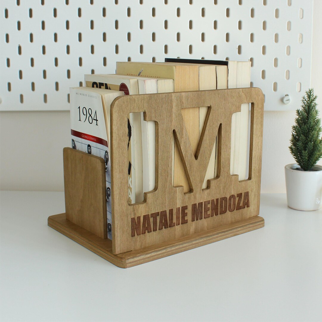Personalized Wooden Book Holder: Laser Engraved Bookmark Organizer - Etsy