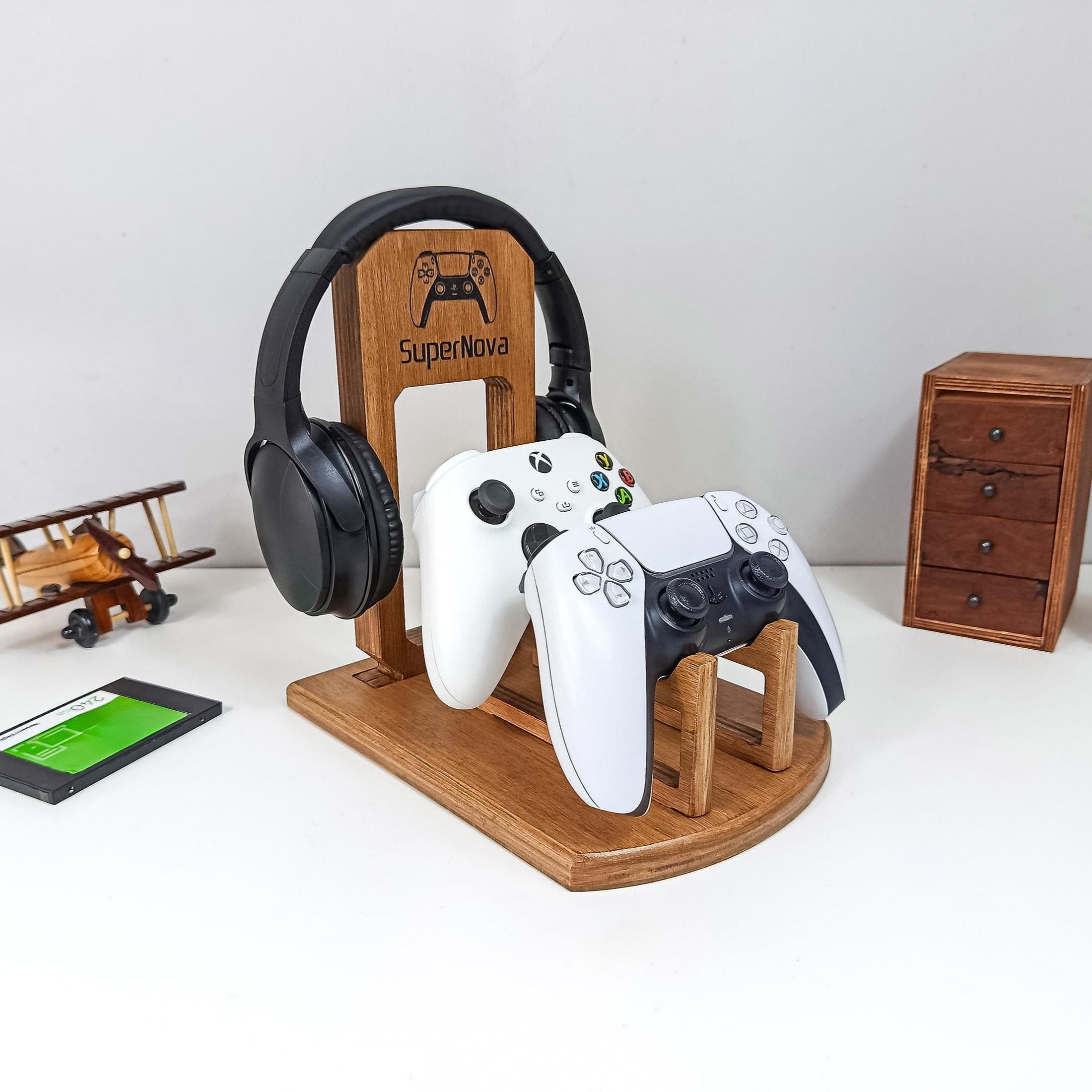 Fun Controller Stand Personalized Wooden Controller Stand — Engraved Birch Gamer Desk Holder ...