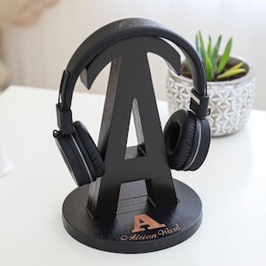 Supporto per cuffie in legno personalizzato, regalo personalizzato per DJ e giocatori, supporto per cuffie con incisione
