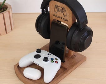 Suporte personalizado para controle e fone de ouvido: decoração para sala de jogos, presente para namorado