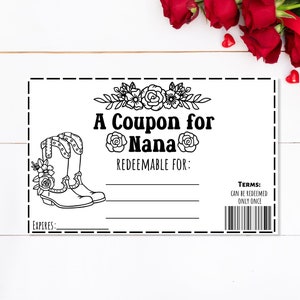 Regalos de cumpleaños para abuela, Libro de cupones para Nana, Ideas de regalos de último minuto, Regalos imprimibles, Regalos de nietos, Cupón imprimible, Regalo de Nana
