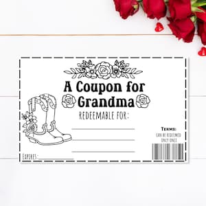 Easter Gift for Grandma, Printable Coupon Book, Last Minute Birthday Gift, Gifts Under 5, Easy Gift to Make, Easter Basket Stuffers for Her