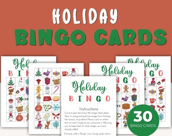 Tarjetas de bingo navideñas imprimibles, juegos de aula, juegos navideños imprimibles, juegos imprimibles para niños, juegos de fiestas navideñas, fiesta de trabajo navideña