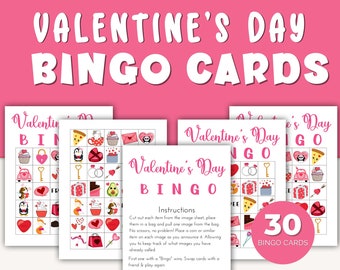 Bingo de San Valentín para niños, Juego imprimible del Día de San Valentín, Tarjetas de Bingo del Día de San Valentín, Actividad del Día de San Valentín para niños, Juegos imprimibles para niños
