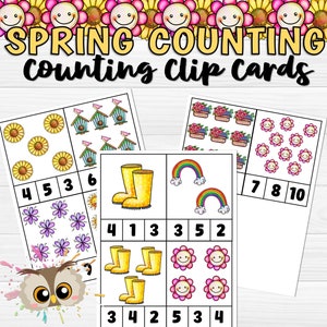 Counting Clip Cards, Homeschool Math, Flashcards, Printable Learning, Preschool Spring Activities, Kindergarten Readiness, Digital Download